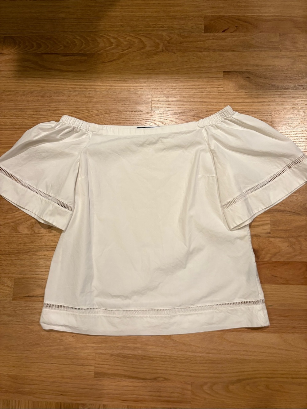 Ralph Lauren 100% Cotton White Off-the-Shoulder Flutter Sleeve Top Sz M